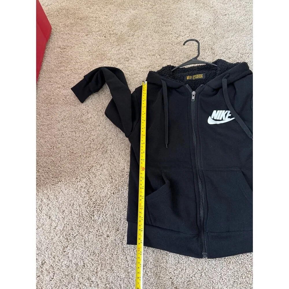 Nike Girls Sportswear Full-Zip Fleece Black Hoodie Size‎ S Winter Cold